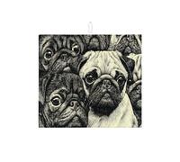 Tappetino scolapiatti a forma di carlino, per bancone della cucina, stile vintage schizzo, assorbente, tappetino scolapiatti in microfibra per gli amanti dei cani, decorazione da cucina, 40,6 x 45,7