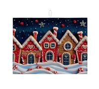 Tappetino scolapiatti a forma di casa di pan di zenzero, per bancone della cucina, assorbente per le vacanze, tappetino scolapiatti in microfibra per bancone della cucina, 45,7 x 61 cm