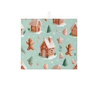 Tappetino scolapiatti a forma di casa di pan di zenzero, per bancone della cucina, grazioso tappetino assorbente per le vacanze, tappetino in microfibra per asciugatura per bar, 40,6 x 45,7 cm