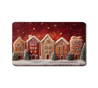 Tappetino scolapiatti a forma di casa di pan di zenzero, per bancone della cucina, in gomma assorbente rossa e oro, tappetino scolapiatti in pelle sintetica per vacanze, 30,5 x 50,8 cm