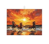 Tappetino scolapiatti a forma di cavallo in esecuzione per bancone della cucina, in microfibra, assorbente, riutilizzabile, lavabile, extra large, 45,7 x 61 cm