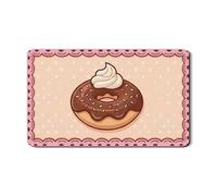 Tappetino scolapiatti a forma di ciambella al cioccolato, per bancone della cucina, in gomma assorbente, motivo a pois color pesca, tappetino scolapiatti in pelle PU, 30,5 x 50,8 cm