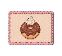 Tappetino scolapiatti a forma di ciambella al cioccolato, per bancone della cucina, in gomma assorbente, motivo a pois color pesca, tappetino scolapiatti in pelle PU, 45,7 x 61 cm