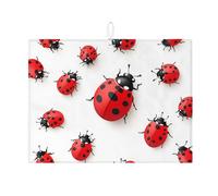 Tappetino scolapiatti a forma di coccinella per bancone della cucina, con motivo a coccinella rossa, assorbente, tappetino scolapiatti estivo in microfibra ecologica per proteggere il piano di lavoro