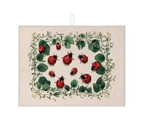Tappetino scolapiatti a forma di coccinella per bancone della cucina, stile vintage botanico rosso coccinella, tappetino assorbente per scolapiatti estivo in microfibra per bancone della cucina