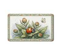 Tappetino scolapiatti a forma di coccinella per bancone della cucina, tappetino scolapiatti in gomma assorbente con foglie vintage, tappetino scolapiatti Spring Nature in pelle PU, 30,5 x 50,8 cm