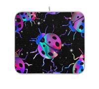 Tappetino scolapiatti a forma di coccinelle al neon nero, ultra assorbente, grande, tappetino da cucina con stampa animale, 45,7 x 61 cm
