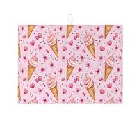 Tappetino scolapiatti a forma di cono gelato alla pesca, per bancone della cucina, grazioso tappetino assorbente per scolapiatti floreale, tappetino estivo in microfibra per bar, 45 x 61 cm