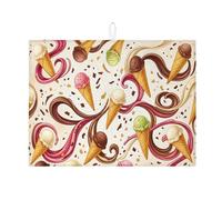 Tappetino scolapiatti a forma di cono gelato per bancone della cucina, tappetino scolapiatti assorbente a spirale colorato, tappetino in microfibra divertente per l'estate per proteggere bar, 45 x 61