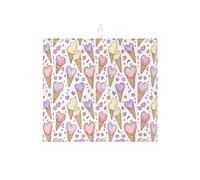 Tappetino scolapiatti a forma di cono gelato per bancone della cucina, tappetino scolapiatti assorbente con motivo a cuore, tappetino estivo in microfibra per proteggere bar, 40,6 x 45,7 cm