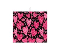 Tappetino scolapiatti a forma di cuore per bancone della cucina, a scacchiera e a spirale, assorbente, per San Valentino, in microfibra, 40,6 x 45,7 cm