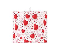 Tappetino scolapiatti a forma di cuore per bancone della cucina, motivo amore rosso, assorbente, tappetino scolapiatti in microfibra per San Valentino, per bar, 40,6 x 45,7 cm