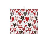 Tappetino scolapiatti a forma di cuore per bancone della cucina, tappetino assorbente per scolapiatti a pois rossi e Love, tappetino scolapiatti in microfibra per San Valentino, 40,6 x 45,7 cm
