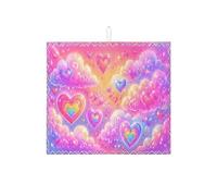 Tappetino scolapiatti a forma di cuore per bancone della cucina, tappetino assorbente per scolapiatti a forma di nuvola di pesca, tappetino scolapiatti in microfibra arcobaleno per decorazione della