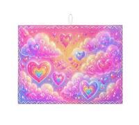 Tappetino scolapiatti a forma di cuore per bancone della cucina, tappetino assorbente per scolapiatti a forma di nuvola di pesca, tappetino scolapiatti in microfibra arcobaleno per decorazione della