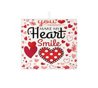 Tappetino scolapiatti a forma di cuore per San Valentino, assorbente a pois rossi, romantico tappetino scolapiatti in microfibra per bancone della cucina, 40,6 x 45,7 cm