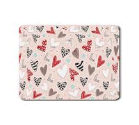 Tappetino scolapiatti a forma di cuore per San Valentino, per bancone della cucina, a pois rossi e strisce nere, in gomma assorbente, tappetino scolapiatti in pelle PU, 45,7 x 61 cm