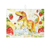 Tappetino scolapiatti a forma di dinosauro, per bancone della cucina, a tema giocoso e a tema frutta, tappetino assorbente per scolapiatti divertente, in microfibra, per proteggere il bancone della