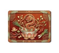 Tappetino scolapiatti a forma di drago, per bancone della cucina, in gomma assorbente rossa, tappetino scolapiatti asiatico vintage in pelle sintetica per sala da pranzo, protezione 45,7 x 61 cm