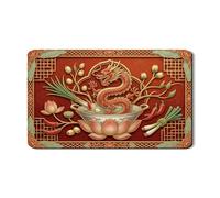 Tappetino scolapiatti a forma di drago, per bancone della cucina, in gomma assorbente rossa, tappetino scolapiatti asiatico vintage in pelle sintetica per sala da pranzo, 30,5 x 50,8 cm