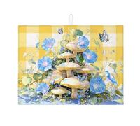 Tappetino scolapiatti a forma di farfalla e funghi per bancone della cucina, tappetino assorbente vintage floreale scolapiatti, tappetino scolapiatti in microfibra primaverile per protezione del