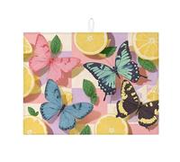 Tappetino scolapiatti a forma di farfalla per bancone della cucina, a tema tropicale, assorbente, scolapiatti in microfibra, decorazione primaverile, per proteggere il bancone della cucina, 45,7 x 61