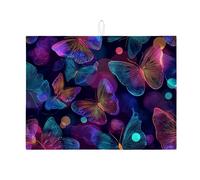 Tappetino scolapiatti a forma di farfalla per bancone della cucina, colorato neon farfalla assorbente scolapiatti tappetino scolapiatti tappetino elegante in microfibra per bancone della cucina