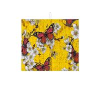 Tappetino scolapiatti a forma di farfalla, per bancone della cucina, con motivo floreale vivace, assorbente, in microfibra, per bancone della cucina, 40,6 x 45,7 cm