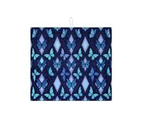 Tappetino scolapiatti a forma di farfalla, per bancone della cucina, motivo floreale blu, assorbente, tappetino scolapiatti moderno in microfibra per decorazione bancone della cucina, 40,6 x 45,7 cm