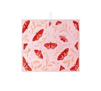 Tappetino scolapiatti a forma di farfalla, per bancone della cucina, motivo floreale rosso, assorbente, design primaverile, tappetino scolapiatti dal design elegante, per bancone della cucina
