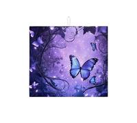 Tappetino scolapiatti a forma di farfalla, per bancone della cucina, motivo floreale viola incantato, assorbente, in microfibra, per cucina, 40,6 x 45,7 cm