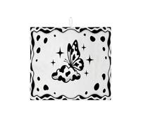 Tappetino scolapiatti a forma di farfalla, per bancone della cucina, nero e bianco, moderno, assorbente, in microfibra, per bar, 40,6 x 45,7 cm