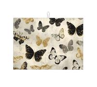 Tappetino scolapiatti a forma di farfalla retrò assorbente per bancone della cucina, tappetino da caffè colorato, protezione scolapiatti con anello per appenderlo, 45,7 x 61 cm