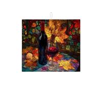 Tappetino scolapiatti a forma di foglia, per bancone della cucina, in vetro colorato, assorbente, tappetino scolapiatti in microfibra autunnale per cucina, vino, bar, protezione 40,6 x 45,7 cm