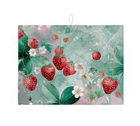 Tappetino scolapiatti a forma di fragola per bancone della cucina, arte vintage, assorbente, tappetino scolapiatti estivo in microfibra per la decorazione del bancone della cucina, 45,7 x 61 cm