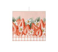 Tappetino scolapiatti a forma di fragola per bancone della cucina, con stampa floreale, assorbente, tappetino scolapiatti estivo in microfibra per proteggere il piano della cucina, 40,6 x 45,7 cm