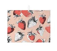Tappetino scolapiatti a forma di fragola, per bancone della cucina, disegnato a mano, stile vintage, assorbente, in microfibra, ispirato all'estate, 45,7 x 61 cm
