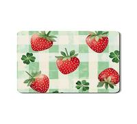 Tappetino scolapiatti a forma di fragola per bancone della cucina, in gomma assorbente a quadretti verdi rustici, protezione per la cucina estiva, 30,5 x 50,8 cm