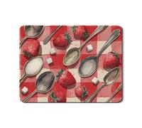 Tappetino scolapiatti a forma di fragola per bancone della cucina, in gomma assorbente a scacchi, colore rosso, stile vintage, tappetino scolapiatti rustico estivo per bancone della cucina, protezione