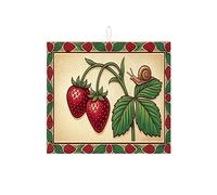 Tappetino scolapiatti a forma di fragola, per bancone della cucina, stile vintage, assorbente, con bacche rosse, tappetino scolapiatti in microfibra, per bancone della cucina, 40,6 x 45,7 cm