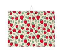 Tappetino scolapiatti a forma di fragola per bancone della cucina, tappetino assorbente per scolapiatti con bacche rosse, tappetino scolapiatti in microfibra per primavera estate per bar, protezione