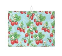 Tappetino scolapiatti a forma di fragola per bancone della cucina, tappetino assorbente per scolapiatti floreale, tappetino in microfibra primaverile per proteggere bar, 45 x 61 cm