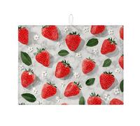 Tappetino scolapiatti a forma di fragola per bancone della cucina, tappetino assorbente per scolapiatti con frutti rossi freschi, tappetino scolapiatti in microfibra primaverile per bancone della