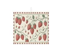 Tappetino scolapiatti a forma di fragola per bancone della cucina, tappetino assorbente vintage per scolapiatti con frutta rossa, tappetino estivo in microfibra rustico per bancone della cucina