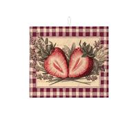 Tappetino scolapiatti a forma di fragola per bancone della cucina, tappetino assorbente vintage rosso a scacchi, tappetino scolapiatti in microfibra estivo per bancone della cucina, protezione da bar