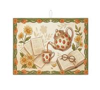 Tappetino scolapiatti a forma di fragola per bancone della cucina, tappetino assorbente vintage verde per scolapiatti in microfibra accogliente per proteggere bar, 45 x 61 cm