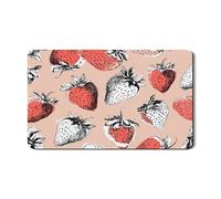 Tappetino scolapiatti a forma di fragola per bancone della cucina, tappetino in gomma assorbente vintage disegnato a mano con fragole rosse, tappetino estivo in pelle PU per bancone della cucina