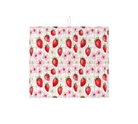 Tappetino scolapiatti a forma di fragola per bancone della cucina, tappetino scolapiatti assorbente a quadretti color pesca, tappetino scolapiatti in microfibra floreale primaverile per protezione bar