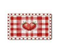 Tappetino scolapiatti a forma di fragola per bancone della cucina, tappetino scolapiatti assorbente in gomma a quadri rossi, tappetino scolapiatti estivo in pelle PU per bar, 30,5 x 50,8 cm