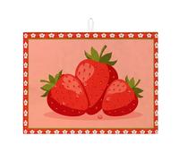 Tappetino scolapiatti a forma di fragola per bancone della cucina, tappetino scolapiatti assorbente per frutta rossa, tappetino scolapiatti estivo in microfibra floreale per bar, protezione 45,7 x 61